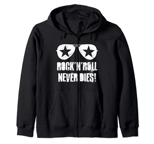 Rock N Roll Never Dies Rock Heavy Metal Hard Rock Music Felpa con Cappuccio