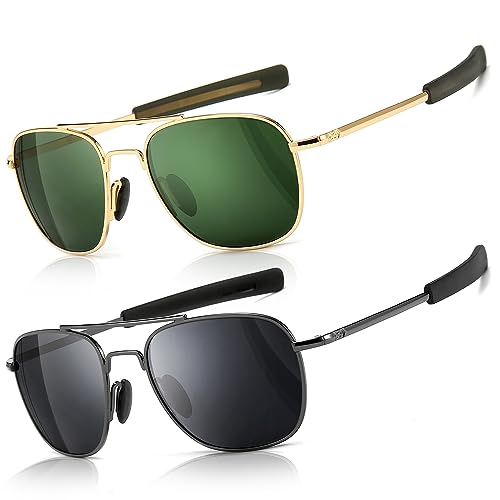 SUNGAIT Gafas de Sol Estilo Militar para Hombre Polarizadas Lentes con Marco de Metal