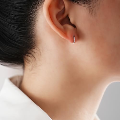 CHIC & ARTSY 925 Sterling Silver Open Hoop Earrings Small Hoop Earrings for Women Half Hoop Cartilage Piercing Adjustable Huggie Earrings2