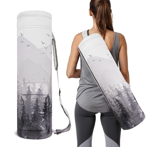 Yoga Mat Bag Full-Zipper Yoga Mat Carrier with Extra Wide Adjustable Strap 2 Multi-Functional Storage Cargo Pocket Stylish & Functional Yoga Bag Pilates Bag for Women & Men