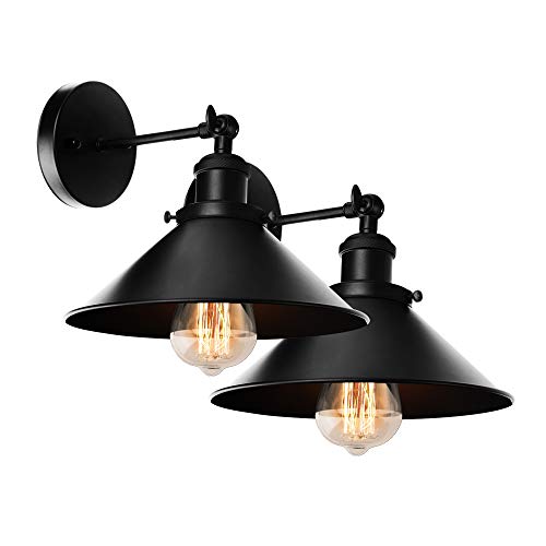 Black Wall Sconce Lamp 2-Pack, Arm Swing Wall Lights Wall Lamp,Hardwire E26 Base