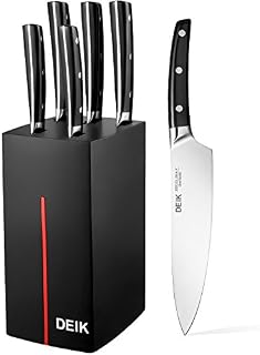 Kitchen Knife Set, DEIK 6-Piece German Stainless Steel Knife Block Set, Forged Triple