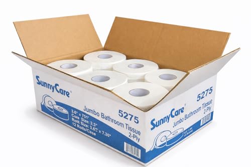 SunnyCare #5275 2-ply Mini Jumbo Roll Bath Tissue, Size 3.6' X 751' (12 rolls per case)