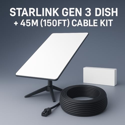Image of STARLINK GEN 3 Dish Region Free + 150FT Cable Included - 3rd Gen Antenna with Wi-Fi Router - ​​High-Speed Internet for RVs, Camping, Travel, Remote Work, and Off-Grid Use, Internet Kit