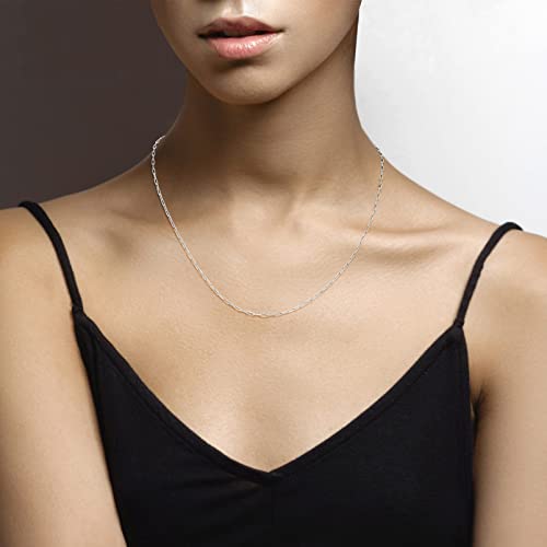 Miabella Italian Solid 925 Sterling Silver, 18Kt Gold Plated 2mm Paperclip Link Chain Necklace for Women, Made in Italy3