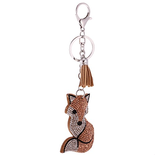 Preisvergleich Produktbild MagiDeal Schlüsselanhänger Keychain Süßes Tier Diamant Design Taschenanhänger Auto Anhänger - Fuchs-Braun