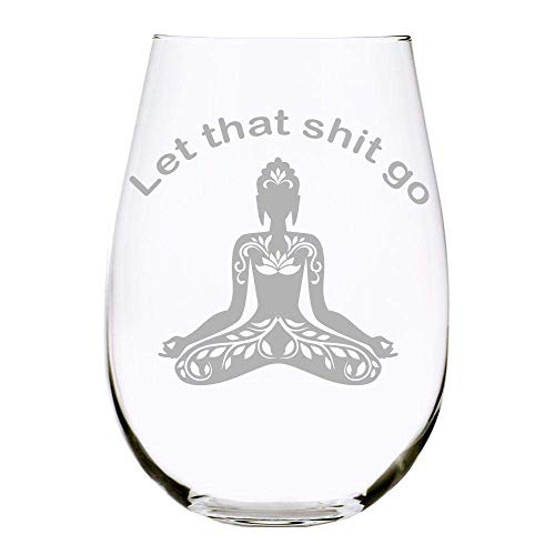 C & M Personal Gifts Buddha Engraved Stemless Wine Glass (Pack of 1) –Yoga Wine Glass,...