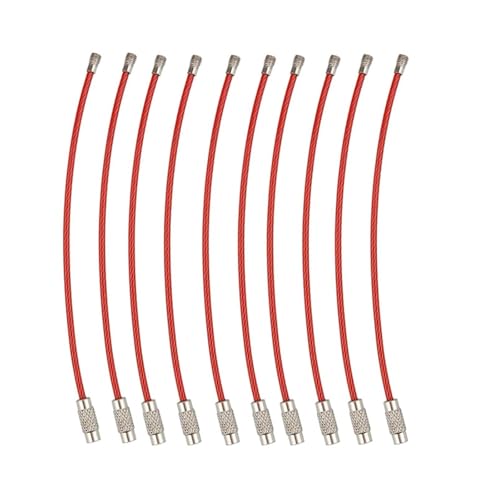 Brelok do kluczy, Stainless Steel Keychain Cable Loops Multicolor Multiple Sizes 10-50 pcs(Rouge,1x150mm 50pcs)