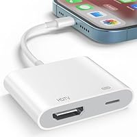 Denlane HDMI Adapter für iPhone/iPad - Lightning auf HDMI Digital AV Adapter für iPhone - Video Audio Sync Bildschirm Konverter - Kompatibel mit TV/HDTV/Monitor/Projector