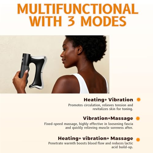Electric Muscle Scraper Tool with Vibration,Massage& Heat, Portable Gua Sha Massager for Full Body Muscle Recovery, Relaxation, and Pain Relief (Black) - Image 3