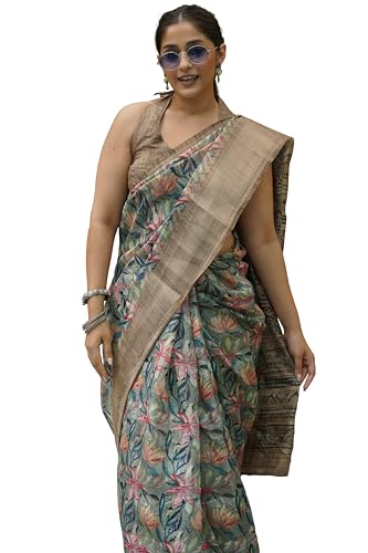 Image of MIRCHI FASHION Women Saree Cotton Blend Kalamkari Printed | Comfortable Office and Regular Daily Use Sari with Unstitched Blouse Piece