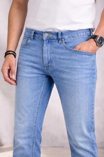 Image of Louis Philippe Men's Regular Fit Stretch Fabric for Comfort Premium Wash Aesthetic Authentic Twill and Durable Jeans