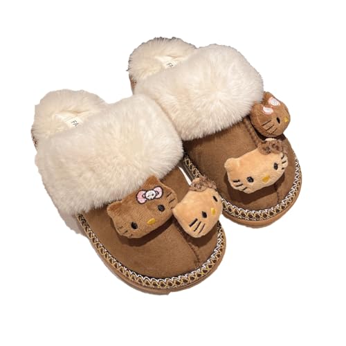 Wauoemy Fuzzy Slippers for Women Girls,Cute Fluffy House Shoes Warm Christmas Birthday Gift for Daughter Wife Girlfriend Bestie Brown 7