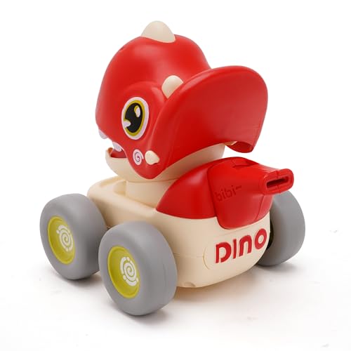 Image of Press and Go Whistle Dino Toy for Kids | Fun Push and Play Dinosaur Toy | Cute Dino Design with Sound | Made with Safe ABS Plastics | Playtime Gift Red Colour