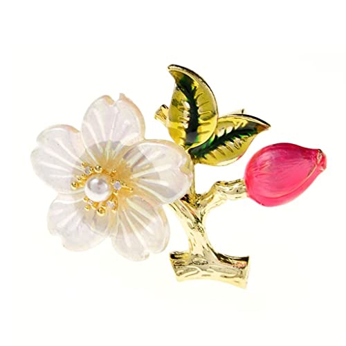 Broches de fleurs de coquille pour femmes avec épingle d'émail chic pour manteau et chemise