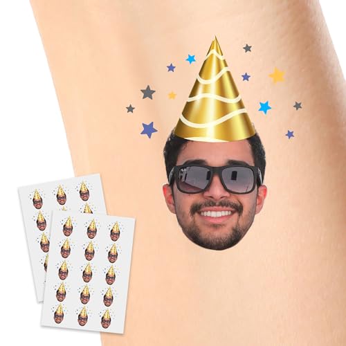YESCUSTOM Custom Temporary Tattoos with Photo Personalized Face Tattoo with Logo for Adults Couple Women Men Custom Name Tattoos for Birthday Wedding Bachelorette Party, 1 Set of 15 Pieces