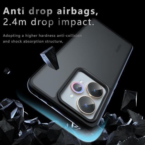 Image of Matte PC + TPU Back Cover Case for Realme 15 5G /Realme 15 Pro 5G, Air Bag Corners, Anti-Fingerprint, Never Turns Yellow, Micro Arc Edge, Camera Protection, Black