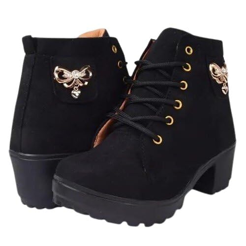 TrendynWomen Boots Faux Suede Lace-Up Ankle Boots Trendy Winter & Casual Fashion-image-42