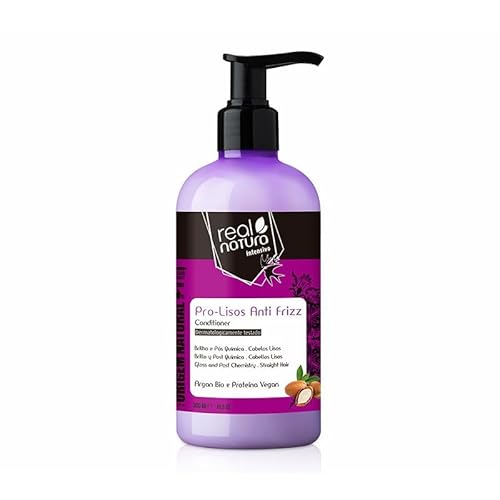 Real Natura - Acondicionador Sin Sal Pro-Lisos Anti Frizz - Control del Frizz - Hidratación Profunda con Argán - Suavidad y Brillo - 300ml