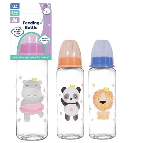3 Pack Baby Bottles with Silicone Teats 250ml