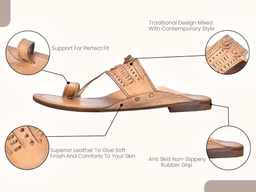 Image of Kolhapuri Chappal for Men Original, Semi-Premium Leather Semi-Handcrafted Traditional Kolhapuri Chappal for Man Formal Footwear for Weddings & Parties, Ethnic Wear & Daily Comfort