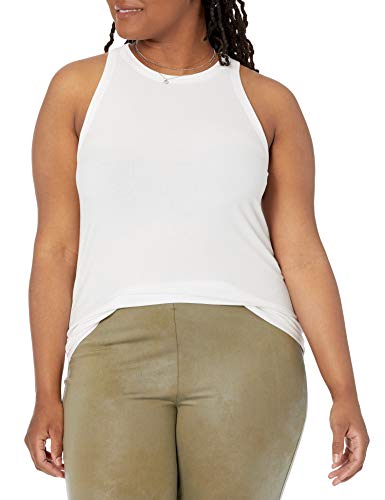 The Drop Women's Valerie Cutaway Neck Racerback Rib Knit Tank Top, White, S #TOP4