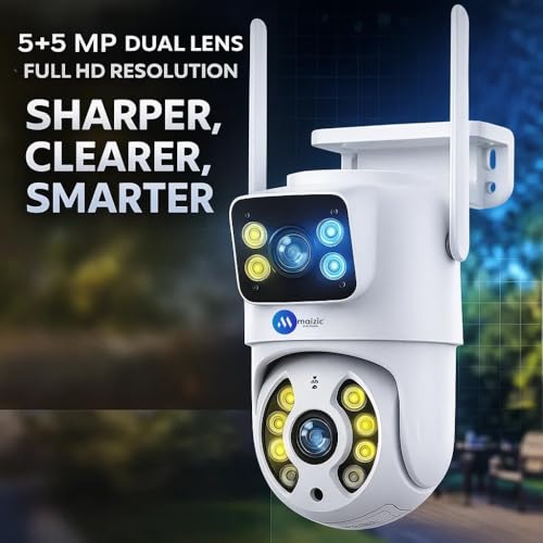 Image of Maizic Smarthome Supercam Fox 5MP+5MP Dual Lens WiFi Outdoor CCTV Camera | Full HD | Color Night Vision | Human Detection | 2-Way Audio | Multi-User View | 128GB SD Card Support | Waterproof