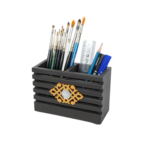 Image of Decorative Embossed Design Pencil and Pen Stand | Desk Organizer for Stationery Storage | Suitable for Office Desk, Study Table, Home and Workspace Use (Design 14)