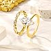 MDFUN 18K Gold Plated Two-in-One Horse-eye Cubic Zirconia Engagement Promise Rings Eternity Wedding Band for Women