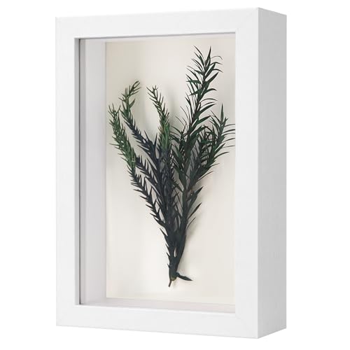 WISYOK Cornice Profonda A6, Cornice 3D Profonda per Oggetti, 3D Ombra Profonda Box, Cornice 3D Quadrata per Fiore, Regali, Souvenir (Bianca, 16,5x11,5cmx4,5cm)