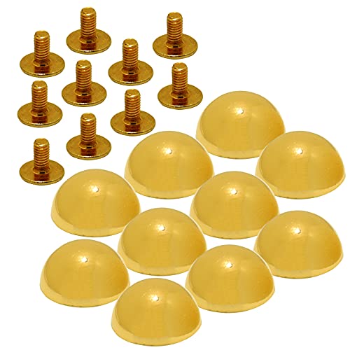 TSUKURIRO 底鋲 丸型 15mm ネジ バッグ カバン 修理 レザークラフト DIY ハンドメイド パーツ (ゴールド, 10個セット)