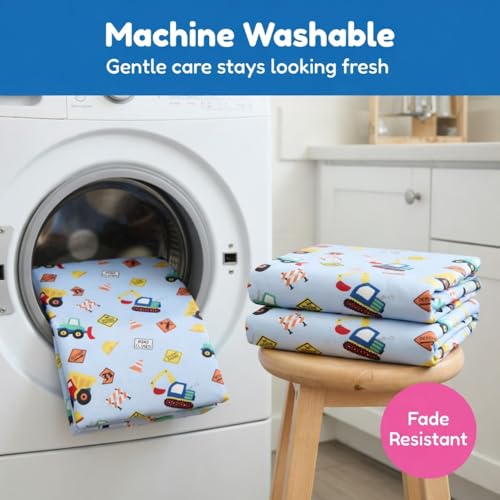 Image of Everyday Kids Baby Boy Fitted Crib Sheet, Under Construction, 100% Soft Breathable Microfiber Baby Sheet, Fits Standard Size Crib Mattress 28in x 52in, Nursery Sheet