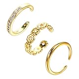 Heclia 4PCS Toe Rings for Women, Gold Adjustable Non-Tarnish Open Band Toe Ring, Fashion Minimalist Toes Rings Summer Beach Foot Jewelry, Multi-Shaped Dainty Open Toes Ring