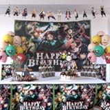 Anime Birthday Party Decorations Kit – Backdrop, Tablecloth, Balloons, Cupcake Toppers, Cake Topper & Character Cutouts – Complete Party Supplies for Kids