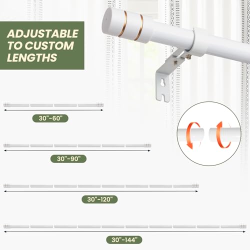 Image of Long Curtain Rods for Windows 66 to120 Inch Heavy Duty White Curtain Rods Splicing Set with Easy Installation for Sliding Glass Door Living Room Patio Modern Design