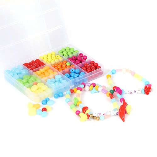 Image of Ambitieux DIY Bracelet Making Kit for Girls - 12 Types Colorful Beads with Charms, Elastic Thread, Earrings, Clasps & Rings - Jewellery Craft Kit for Kids, Birthday Return Gift, Rakhi Special Set for 2 3 4 5 6 7 8 9 10 years (8mm with barfi kit)