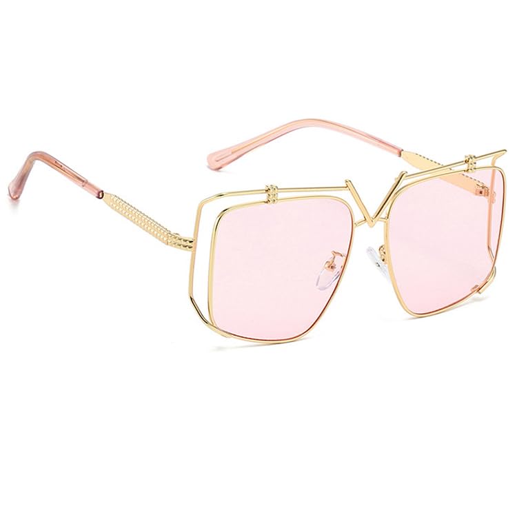 bullabulling Retro Oversized Double Bridge Sunglasses for Women Men Square Punk Sun Glasses 70s Trendy Shades Pilot-style3