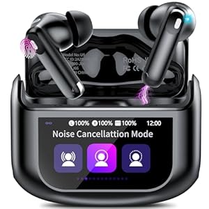 Touchscreen Bluetooth Kopfhörer, 2026 In Ear Kopfhörer Kabellos Bluetooth 5.4 mit ANC+ENC Noise Cancelling Mic, 48Std Spielzeit Tiefer Bass Earbud mit 5 EQ-Modi, IP7 Wasserdicht Ohrhörer USB-C Schwarz