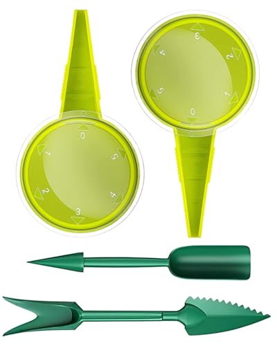 HAPZUR Set de 4 Outils de Semis et Repiquage : 2 Distributeurs de Graines à 6 Réglages + 2 Repiqueurs, Semoir Manuel de Précision pour Légumes, Fleurs et Herbes