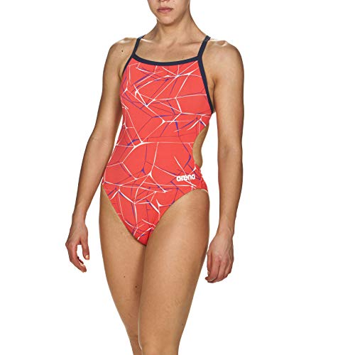Arena Women's Water Challenge Back One Piece Swimsuit, Fluorescent Red, 32