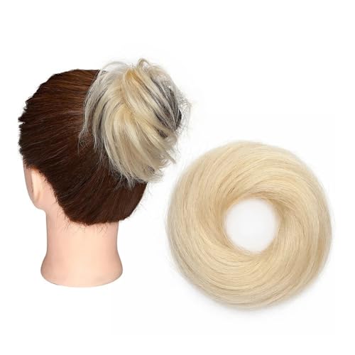 Włosy naturalne do przedłużania kok do włosów dla kobiet, dziewcząt, elegancki wygląd, platynowy blond