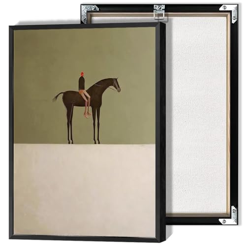 Vintage Abstract Horse Canvas Wall Art Horse Rider Figure Poster