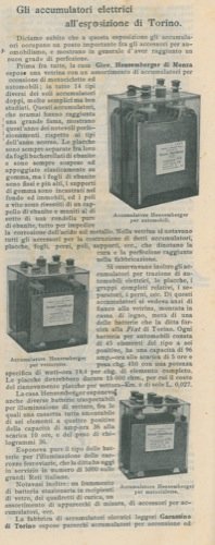 Gli accumulatori elettrici all'esposizione di Torino.