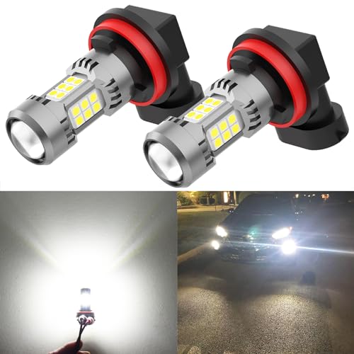 Phinlion PHINLION-H11-3030-30SMD-WHITE H8 H11 Led Fog Light Bulb Or Drl, 3200 Lumens Super Bright 6000K Xenon White, Non-Polarity 3030 30 Smd Chips 12V H16 H11Ll H8Ll Fog Lamps Replacement For Cars cover