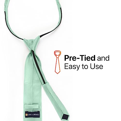 Image of boxed-gifts Umo Lorenzo Mens Zipper Ties Solid Color Pre Tied Polyester Neckties for Men and Women