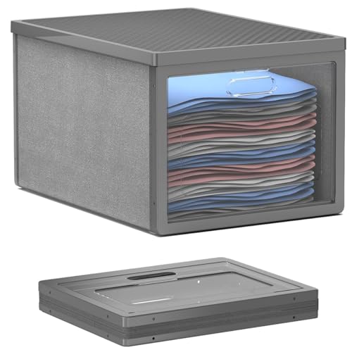 Image of Primeway PP Non Woven Fabric Collapsible Cabibox with Transparent Door | Stackable Storage Bins | Folding Closet Organizers | Home Office use | 36 Ltr | 30x40x30cm | Large | 1 Unit Box