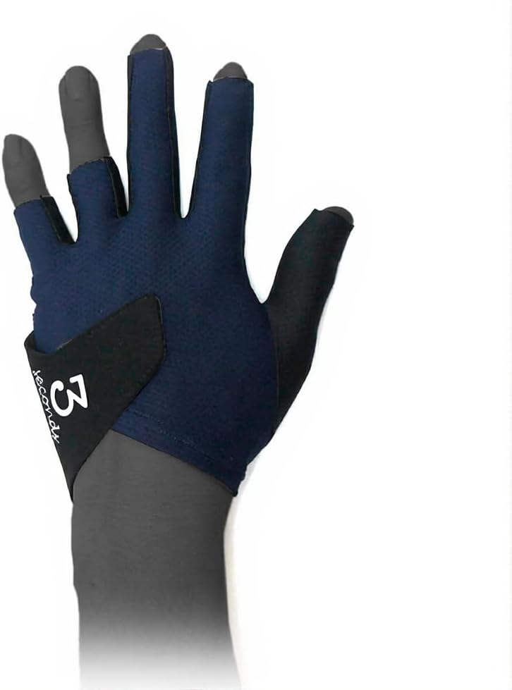 3Seconds Billiards Glove – Navy | Left-Hand Pool Glove | Ultra-Smooth Stroke | Breathable, Non-Slip Cue Sports Glove