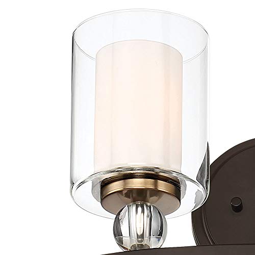 Image of Minka Lavery 3072-416 Studio 5 Vanity Bath Light, 2-Light, 200 Total Watts, 15.5-in H x 9-in W, Painted Bronze with Natural Brushed Brass