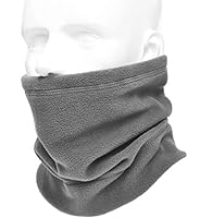 ２Way ネックウォーマー フリース マフラー 帽子・ヘッドバンド 防寒 キャップ・ ネック ゲーター・フェイスマスク サバイバルゲーム 自転車 バイク アウトドア スキー スノボー (GRAY 無地)