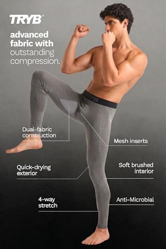 Image of TRYB Men's Compression Shorts & Pants | Sports Innerwear for Gym, Running & Training | Quick Dry, Breathable, 4-Way Stretch, Moisture Wicking, Anti-Chafing Muscle Support Athletic Wear with Pocket